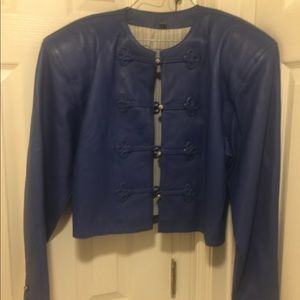Blue leather jacket